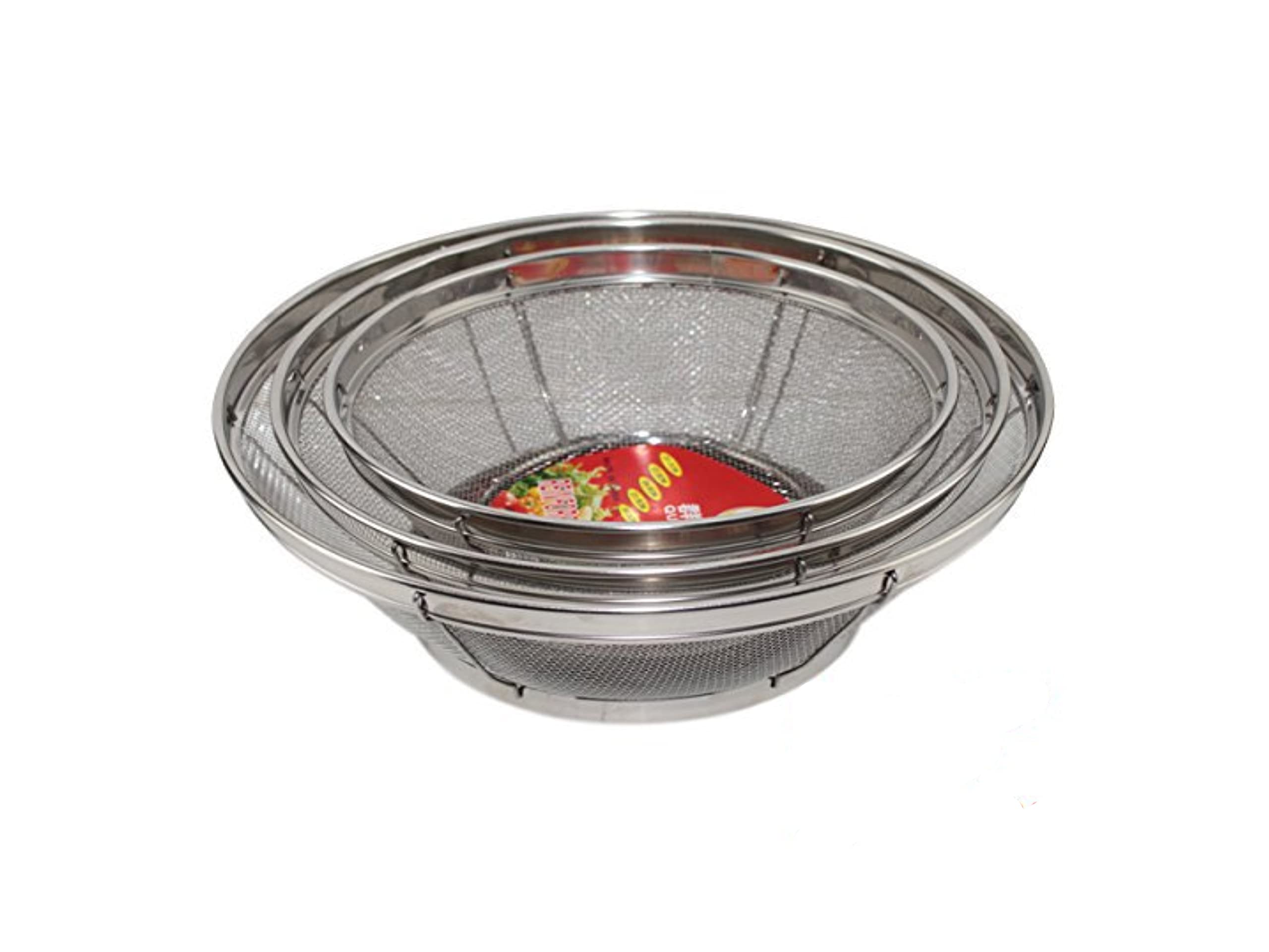 Set Of 3- Wash Strainer Colander Reinforced Basket Stainless Steel Kitchen Sieve Strainer With Fine Mesh Net Quality( Straining,