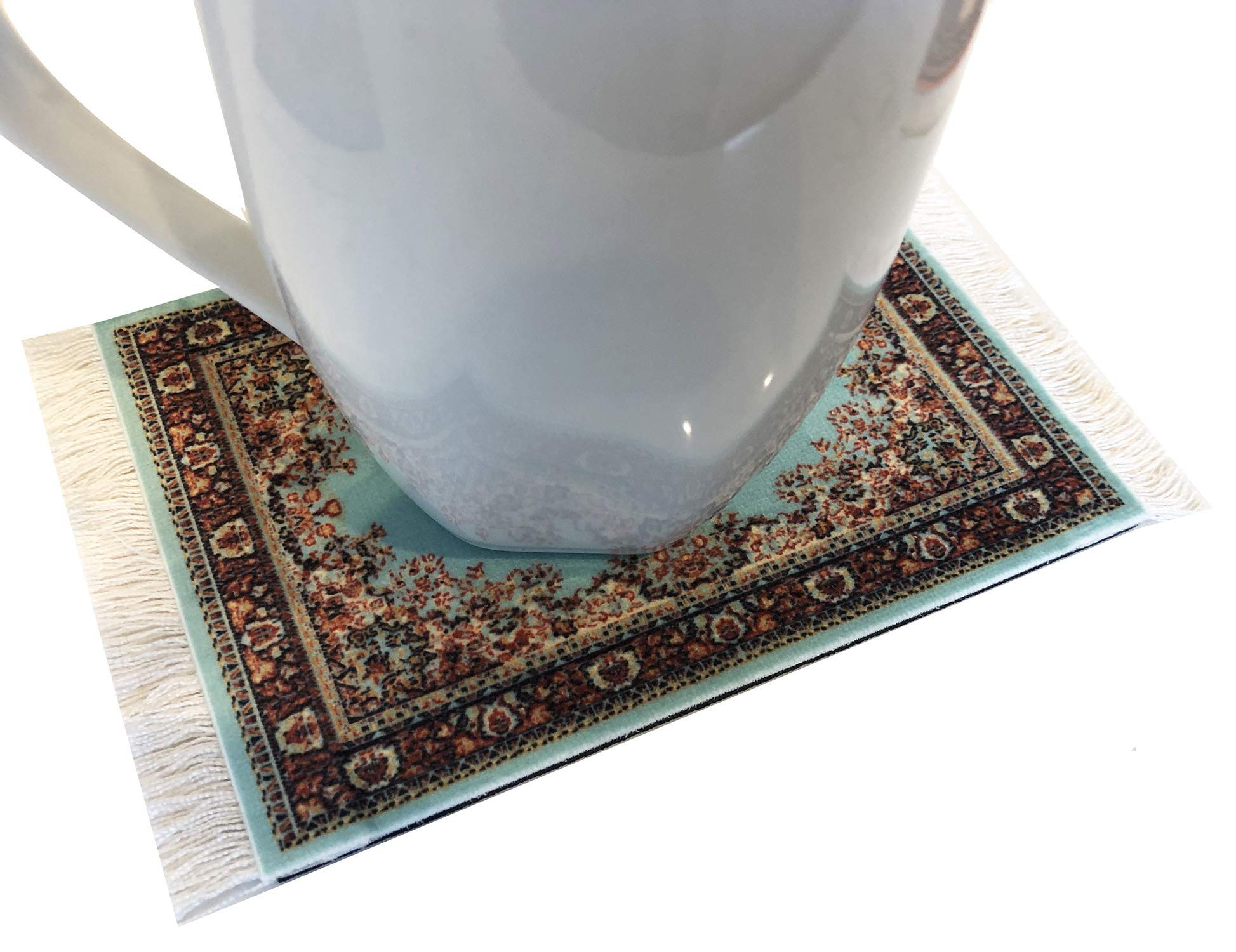 Carpet Coasters  Set of 4 Turkish Rug Style Table Drink mats  Absorbent Kitchen and Dining Accessories  Spill & drip Protection  Rectangular