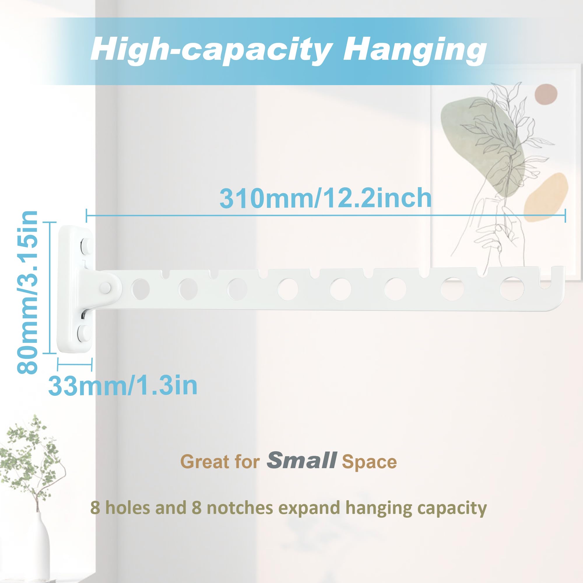 Alise Folding Clothes Hanger Rack, Stainless Steel Wall Mounted Drying Rack, Space Saving Laundry Hanging Rack For Laundry Close