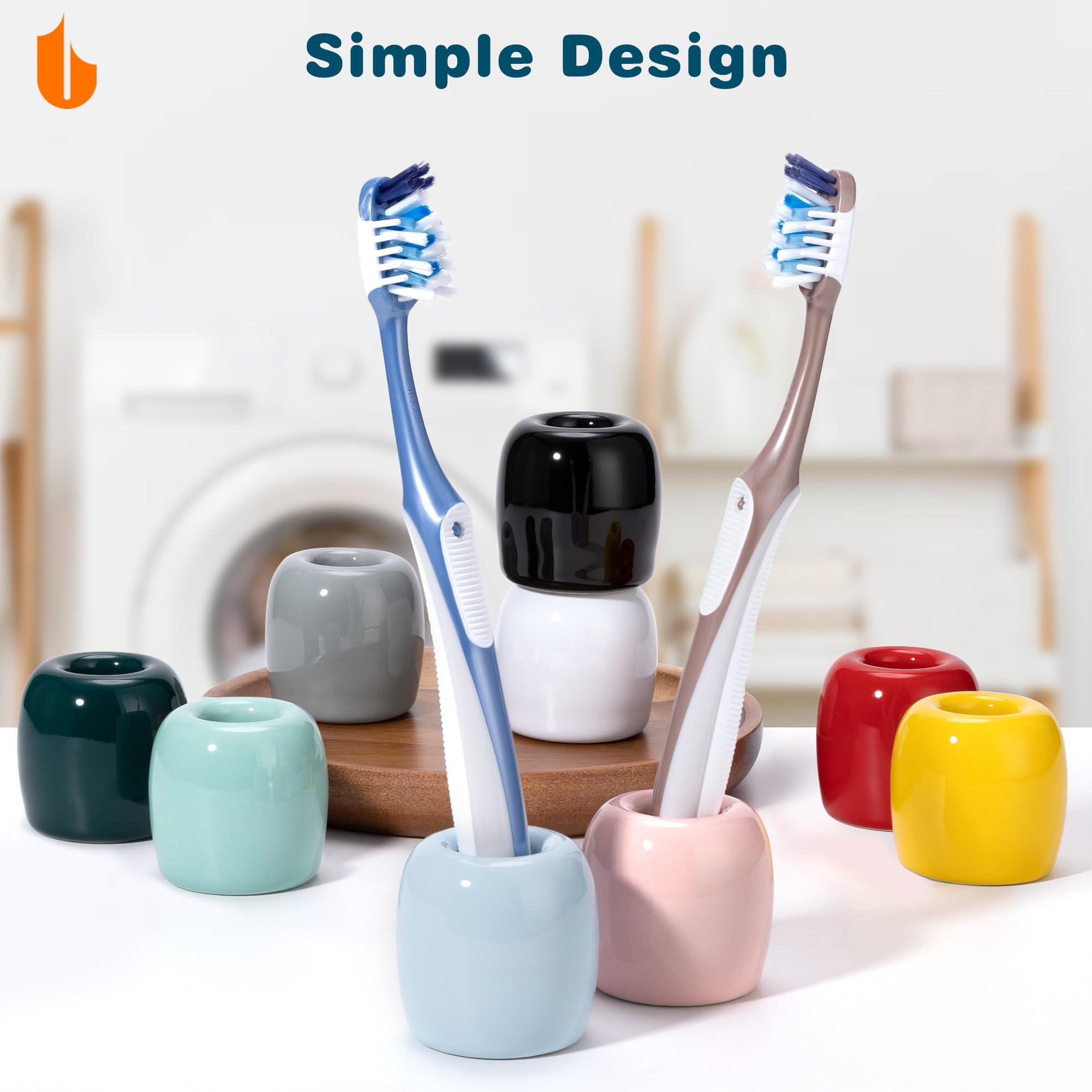 Urbanstrive Ceramic Toothbrush Holders For Bathrooms, Sleek Tooth Brush Holder Toothbrush Stand Tooth Brushing Holder, Portable