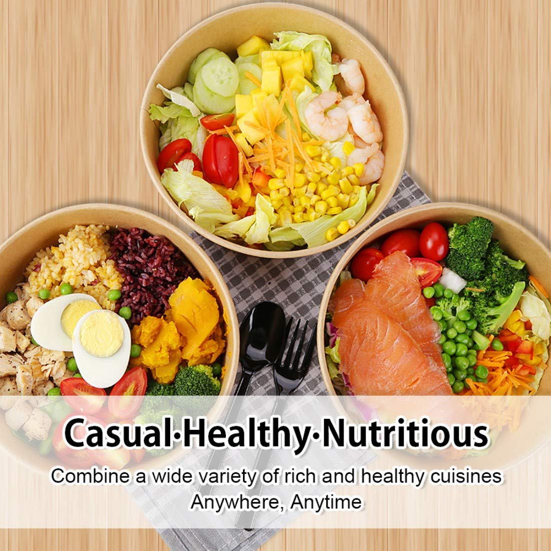 TOPtoper 50 Pack 25 Oz Large Paper Bowls with Lids  Disposable Soup Serving Bowls Bulk Party Supplies for Hot/Cold Food  Soup (25 OZ)