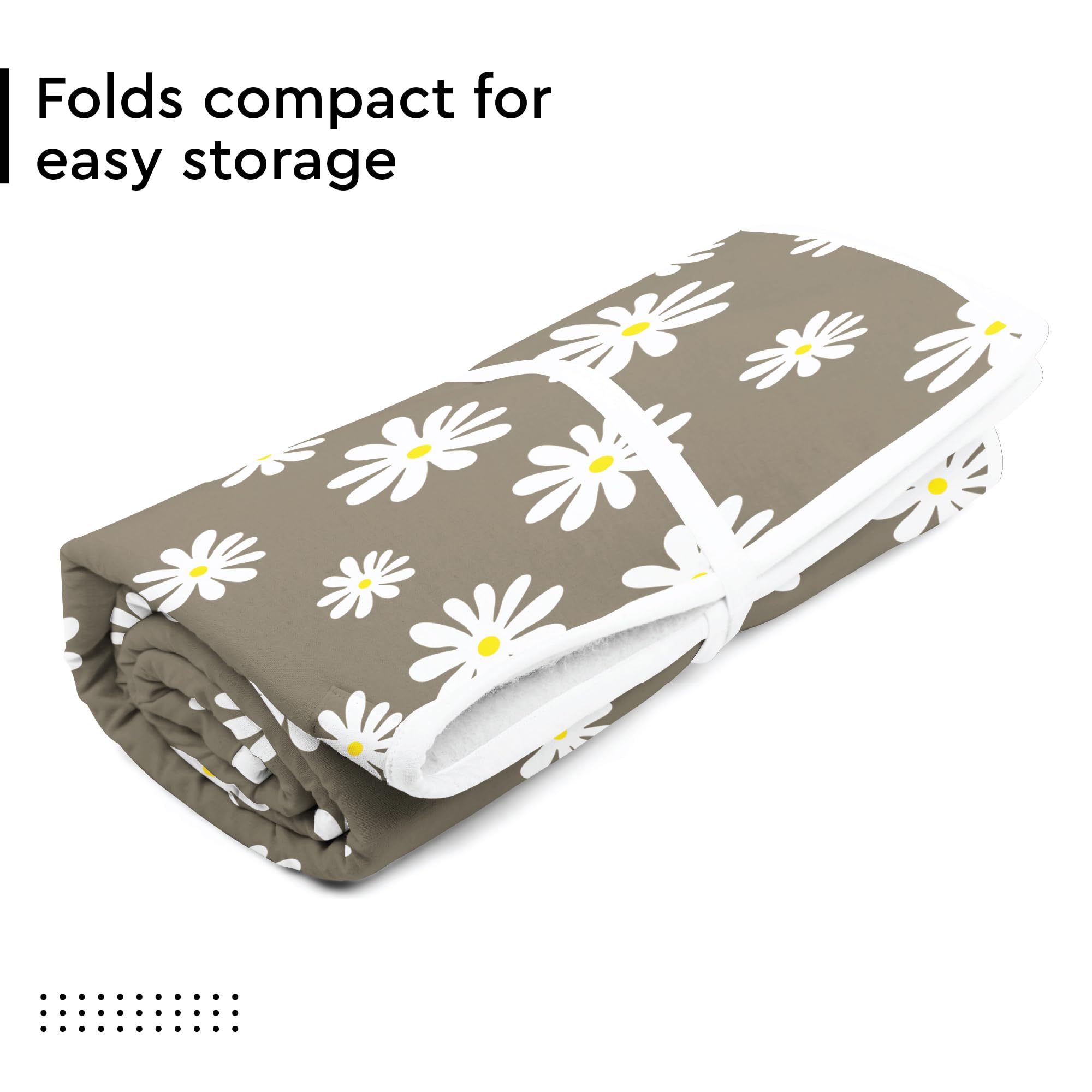 Encasa Homes Ironing Mat/Pad (Large 48''x28'') with 3mm Padding & Silicone Iron Rest for Steam Pressing on Tabletop or Bed - Heat Resistant  Portable  Quilting & Travel Blanket - Daisy Grey