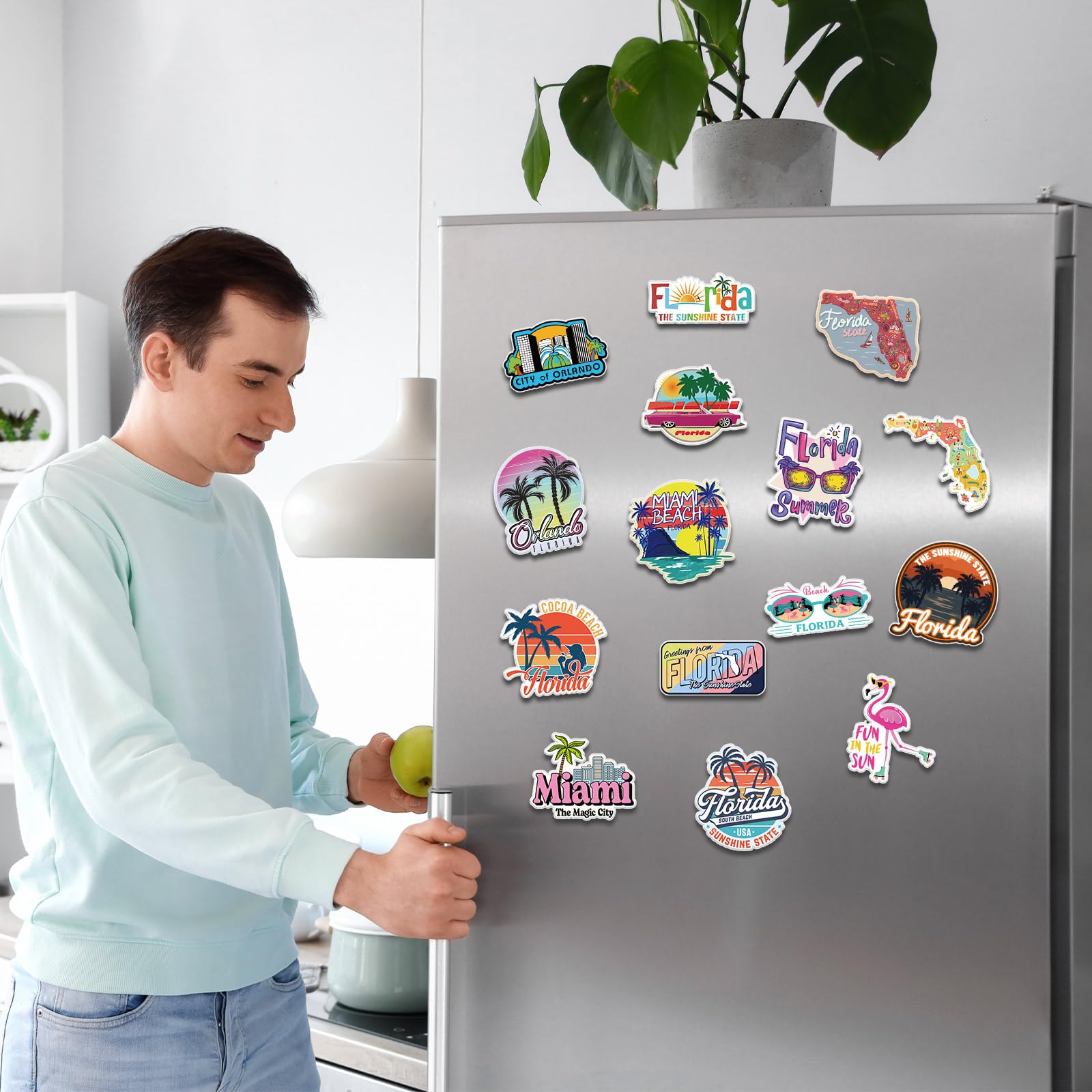 Konohan 30 Pcs Florida Souvenirs Gifts Florida Magnets for Refrigerator Acrylic USA State Magnet Souvenirs Magnetic Stickers for