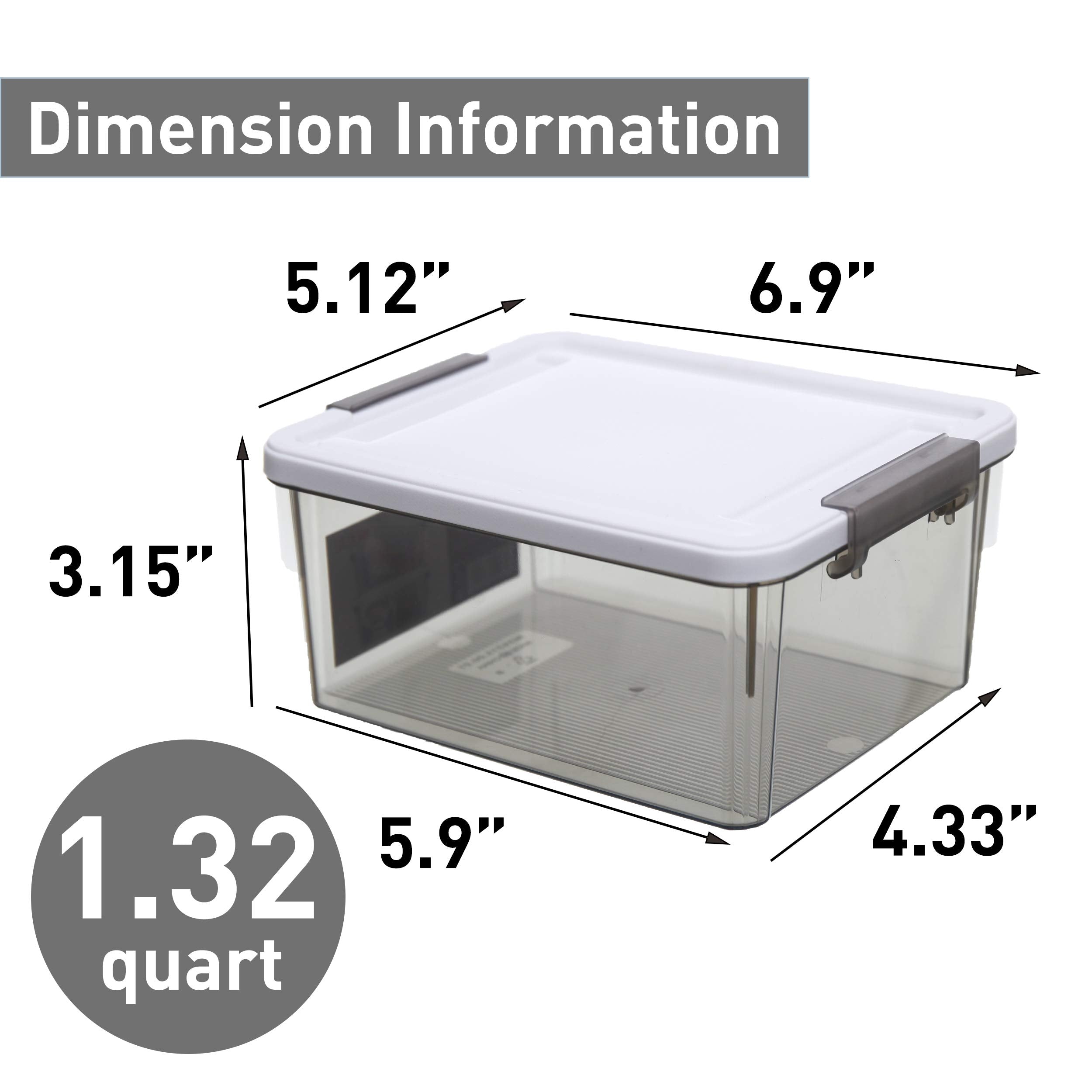 Citylife 1.3 Qt 10 Pack Small Storage Bins Plastic Storage Container Stackable Box With Lids For Organizing, Clear Grey