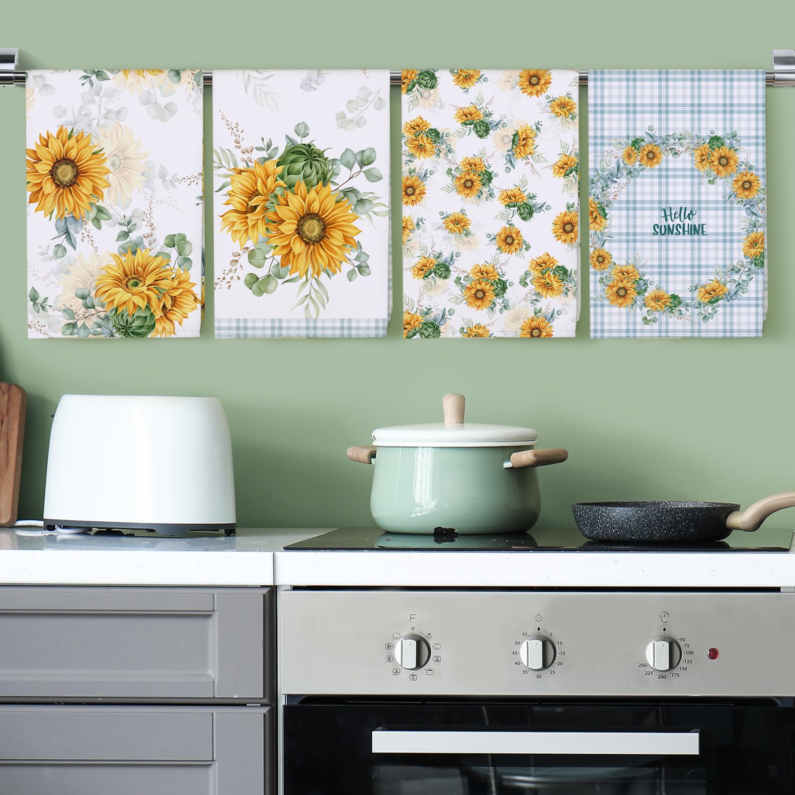 Arquiel Sunflower Kitchen Towel 100% Cotton Quick Dry Dish Towels 20 X 27.5Inch, Dishcloth Hand Towels For Housewarming Gifts Di