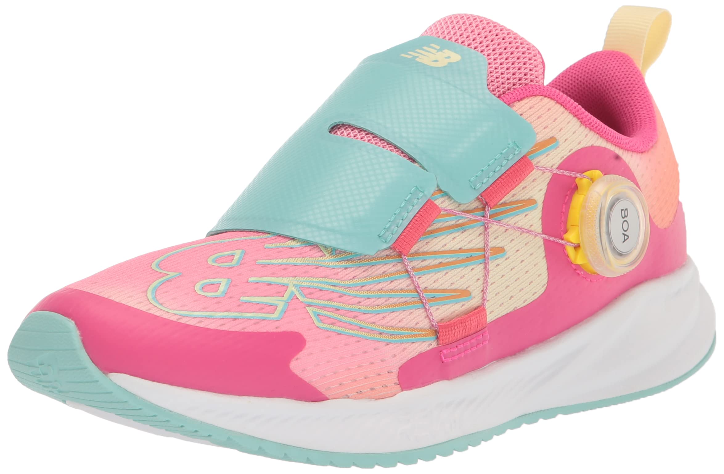 New Balance Kids Fuelcore Reveal V3 Boa Running Shoe, Hi-Pinksurfpeach Glaze, 105 Wide Little Kid