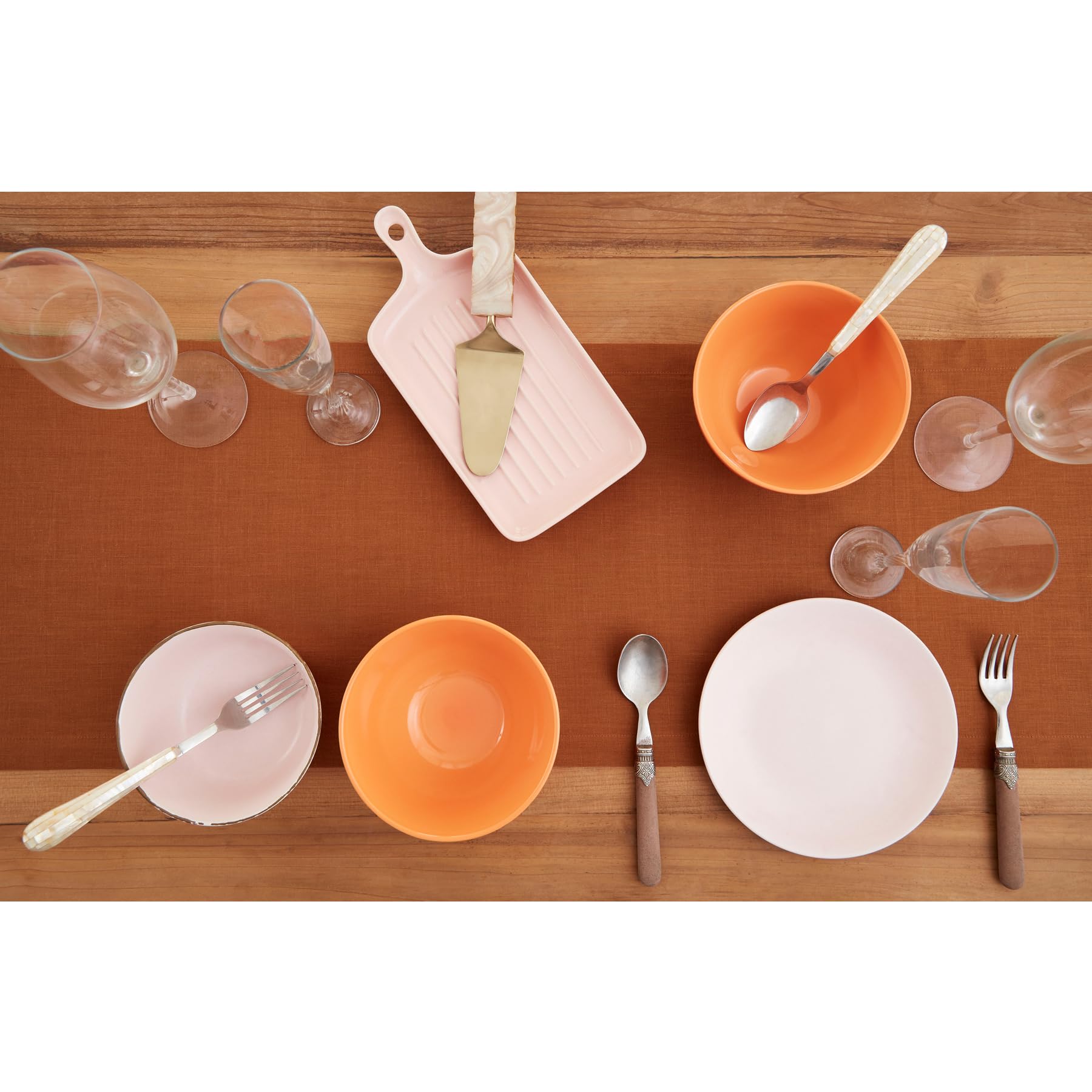 Solino Home Linen Cinnamon Table Runner 36 Inch - Fete, 100% Pure Linen Short Table Runner 14 X 36 Inch Ideal For Dresser And Co