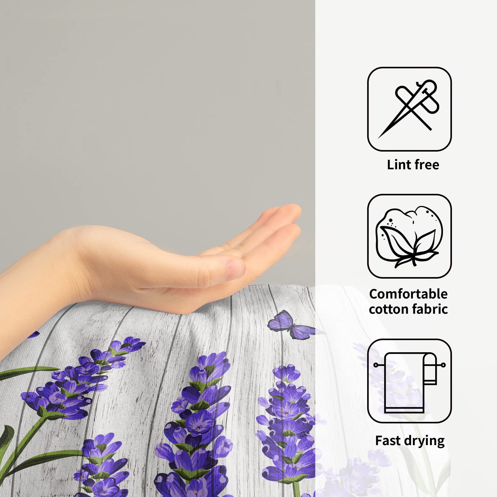 Purple Floral Hand Towels Lavender Flowers Set Of 2 Soft Guest Face Towel Bathroom Decorations Thin Kitchen Dish Towels 14X28 In