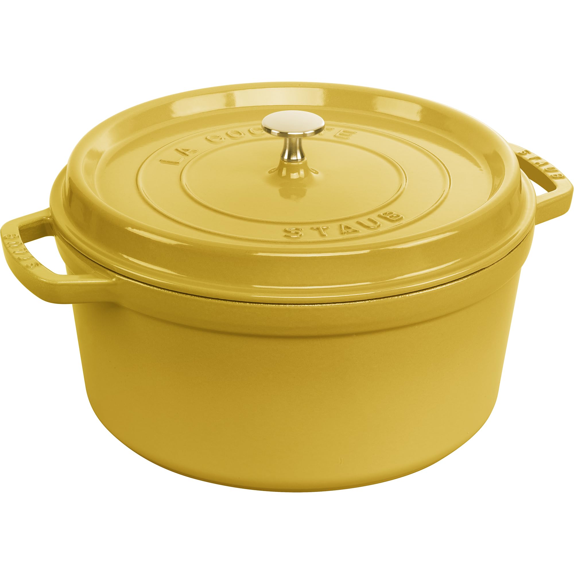 Staub Cast Iron Round Cocotte, Dutch Oven, 7-Quart, Serves 7-8, Made In France, Citron
