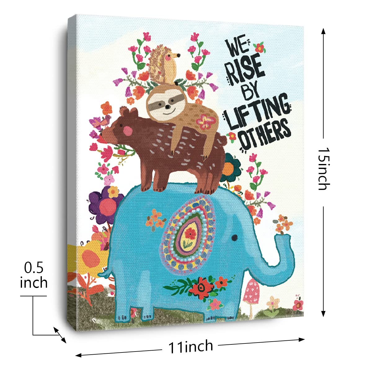 Otingqd We Rise By Lifting Others Inspirational Quotes Canvas Wall Art,Inspirational Gifts For Girls Women Friends Sister,Animal