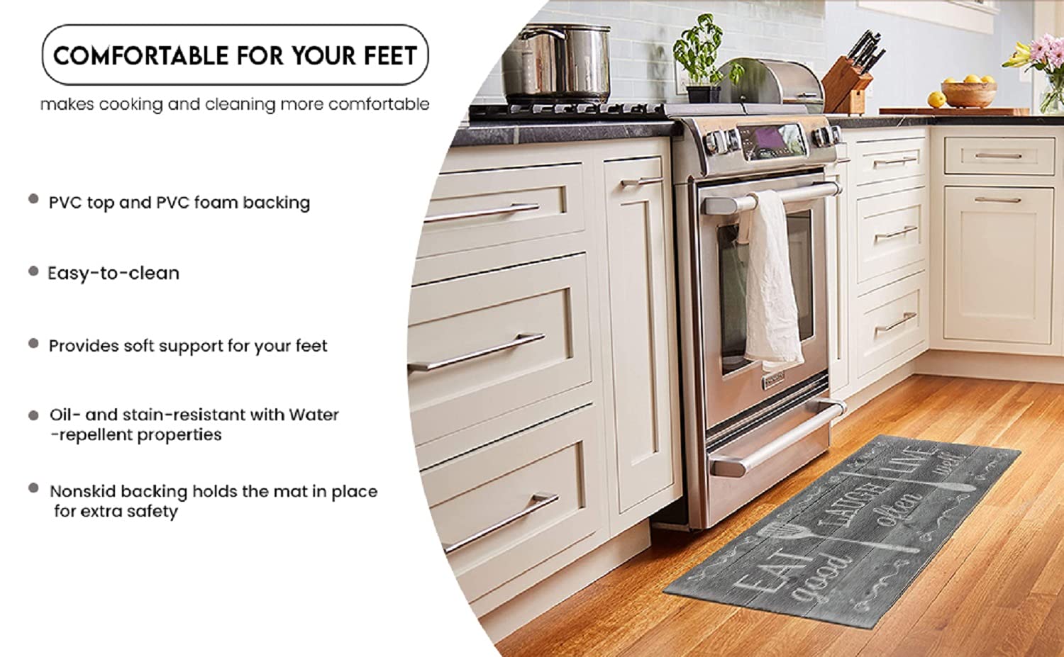 J&V Textiles Kitchen Mat Cushioned Anti Fatigue Floor Mat,19.6''X55'', Thick Non Slip Waterproof Kitchen Rugs And Mats, Standing