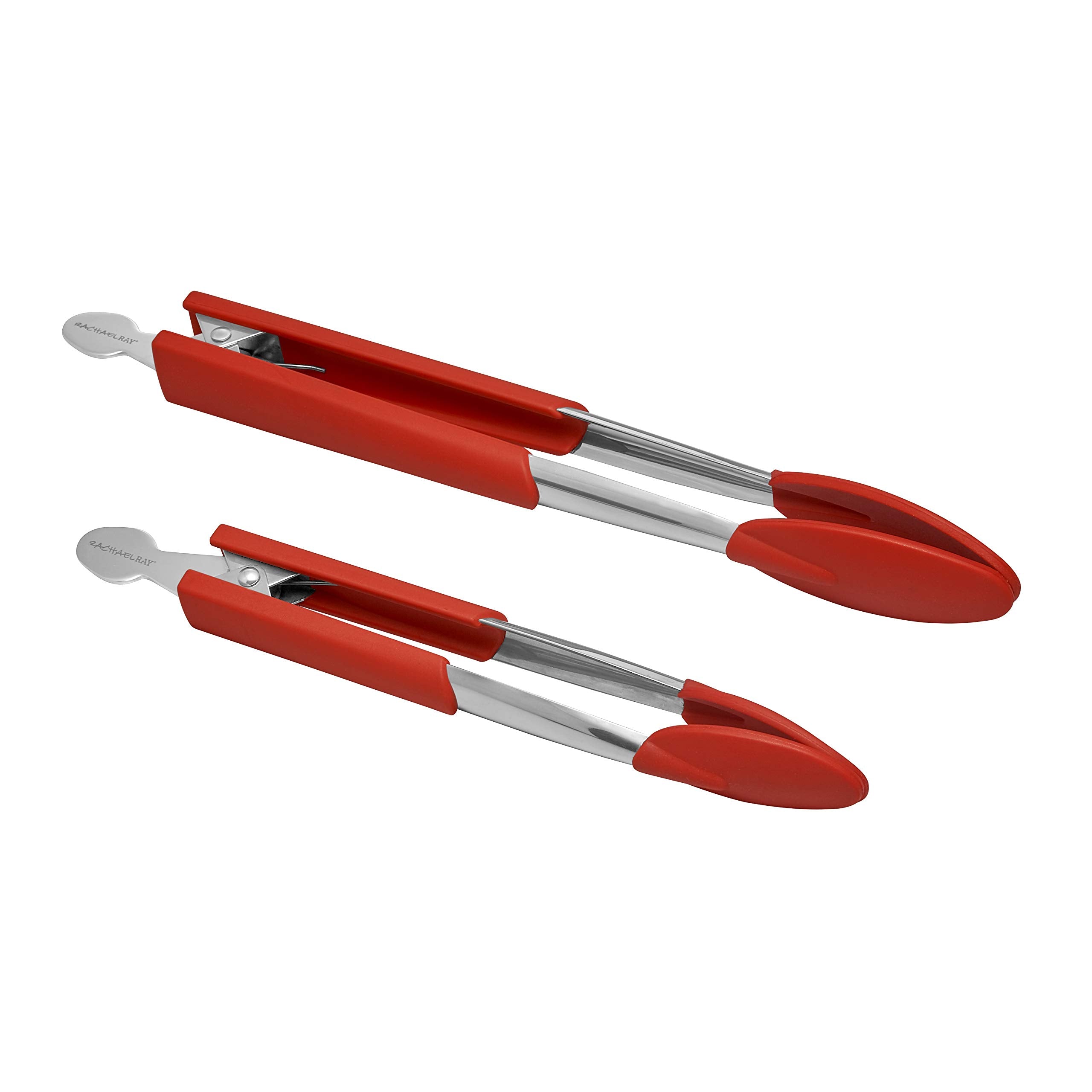 Rachael Ray Lil' Huggers Dishwasher Safe Lazy Locking Cooking Tongs / Salad Serving Tools / Multi Purpose - 2 Piece  Red