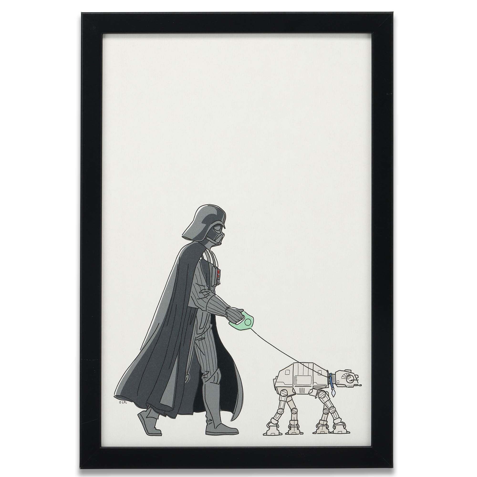 Disney Star Wars Darth Vader And At-At Framed Wood Wall Decor - Fun Darth Vader Wall Art For Man Cave Or Movie Room
