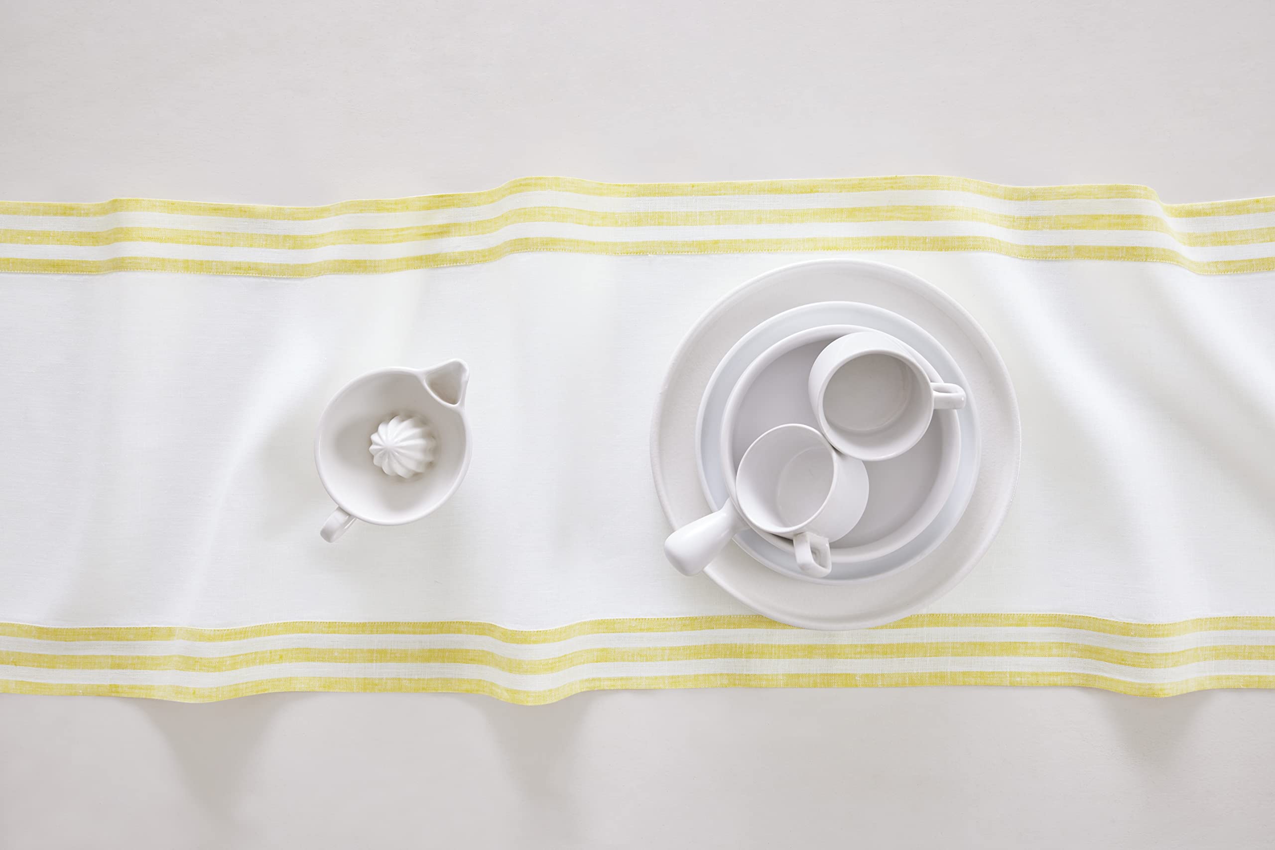 Solino Home Linen Table Runner 90 Inches Long - Mila, 100% Pure Linen Primrose Yellow Table Runner 14 X 90 Inch Ideal For Weddin