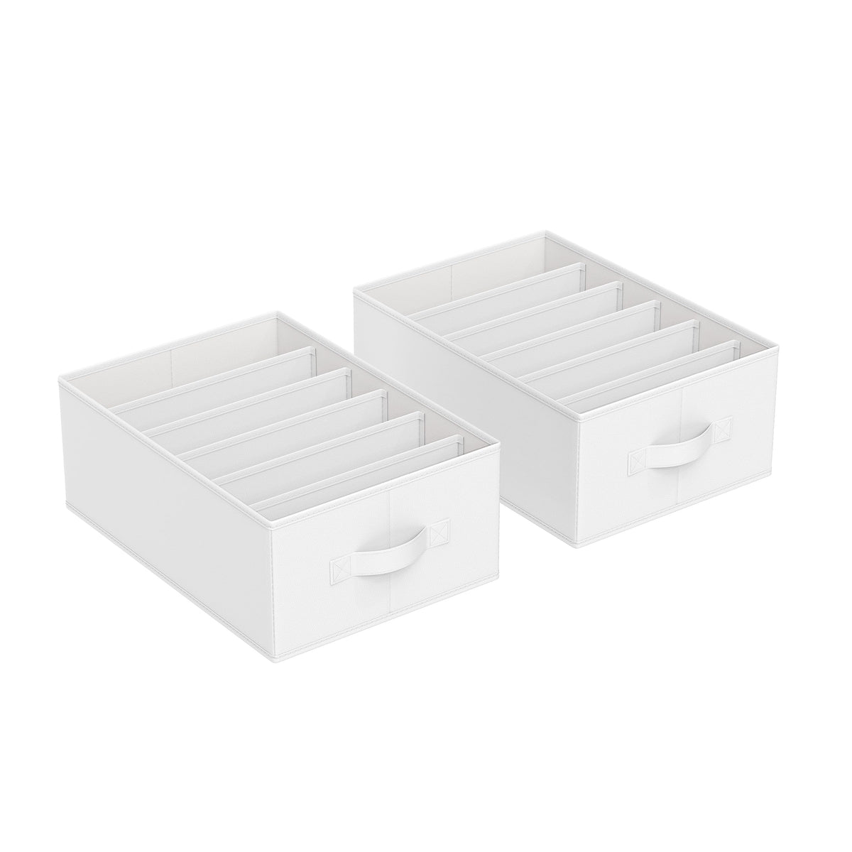 SONGMICS Set of 2 Large Size Wardrobe Clothes Organizers, 6-Compartment Foldable Drawer Organizers with Handles, 16.5 x 11.8 x 6