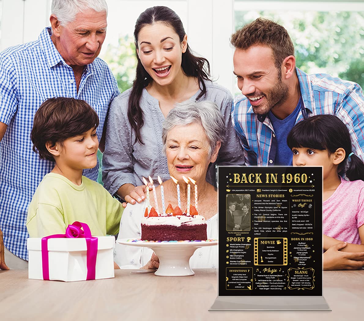 Back In 1960 Birthday Card - 64Th Birthday Gift For Women Or Men - 64Th Birthday Decoration For Her Or Him - Funny Table Centerp