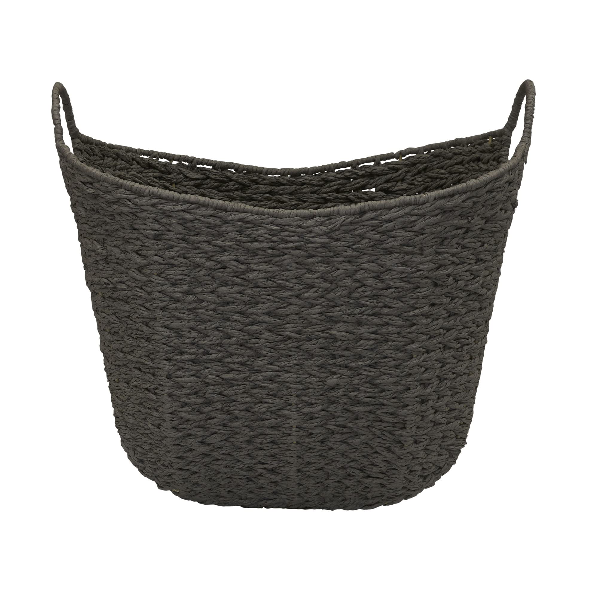 Household Essentials Natural Woven Wicker Storage Handles Basket, Gray