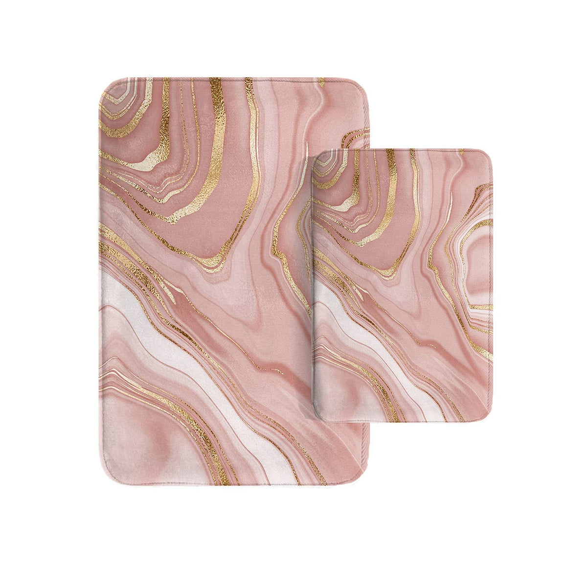 Britimes Marble Pink Bathroom Rug Set Of 2, Washable Cover Floor Rug Carpets Floor Bath Mat Bathroom Decorations 16X24 And 20X32