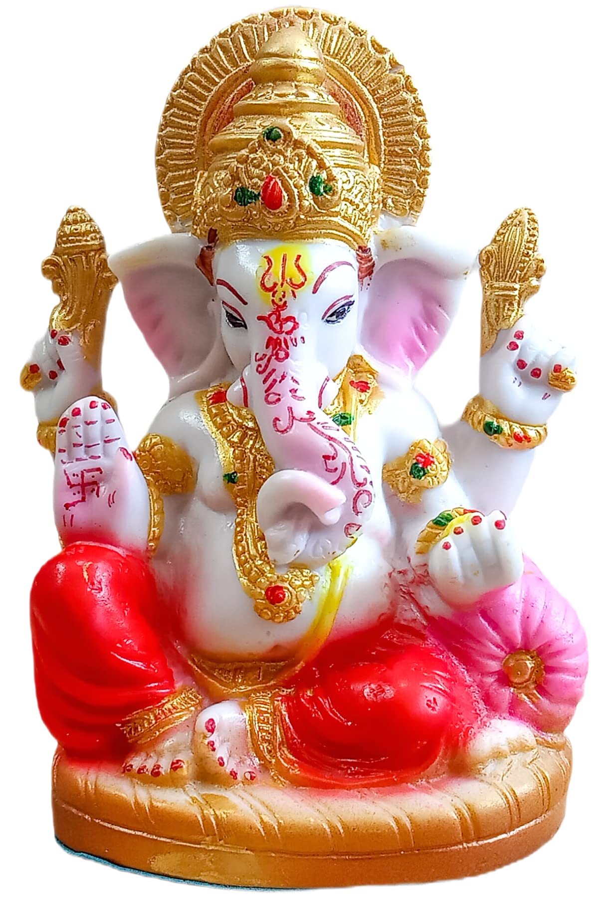 Atut Ganesh Murt,Idol, Statue In Sitting Position,In Multicolur, Medium Size, Made Up Of Rubber And Pvc, Unbreakable- 17 Cm