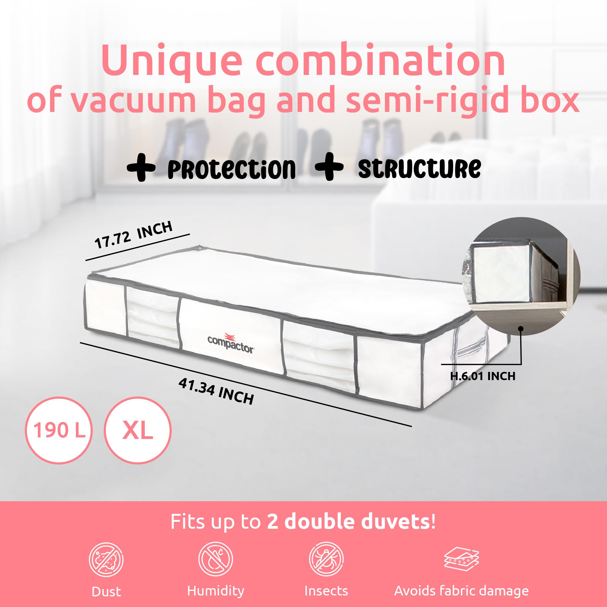Compactor Vacuum Storage Bag Xl | Space Saver Vacuum Storage Bags For Clothes, Comforters & Blankets | Ultimate Storage Solution