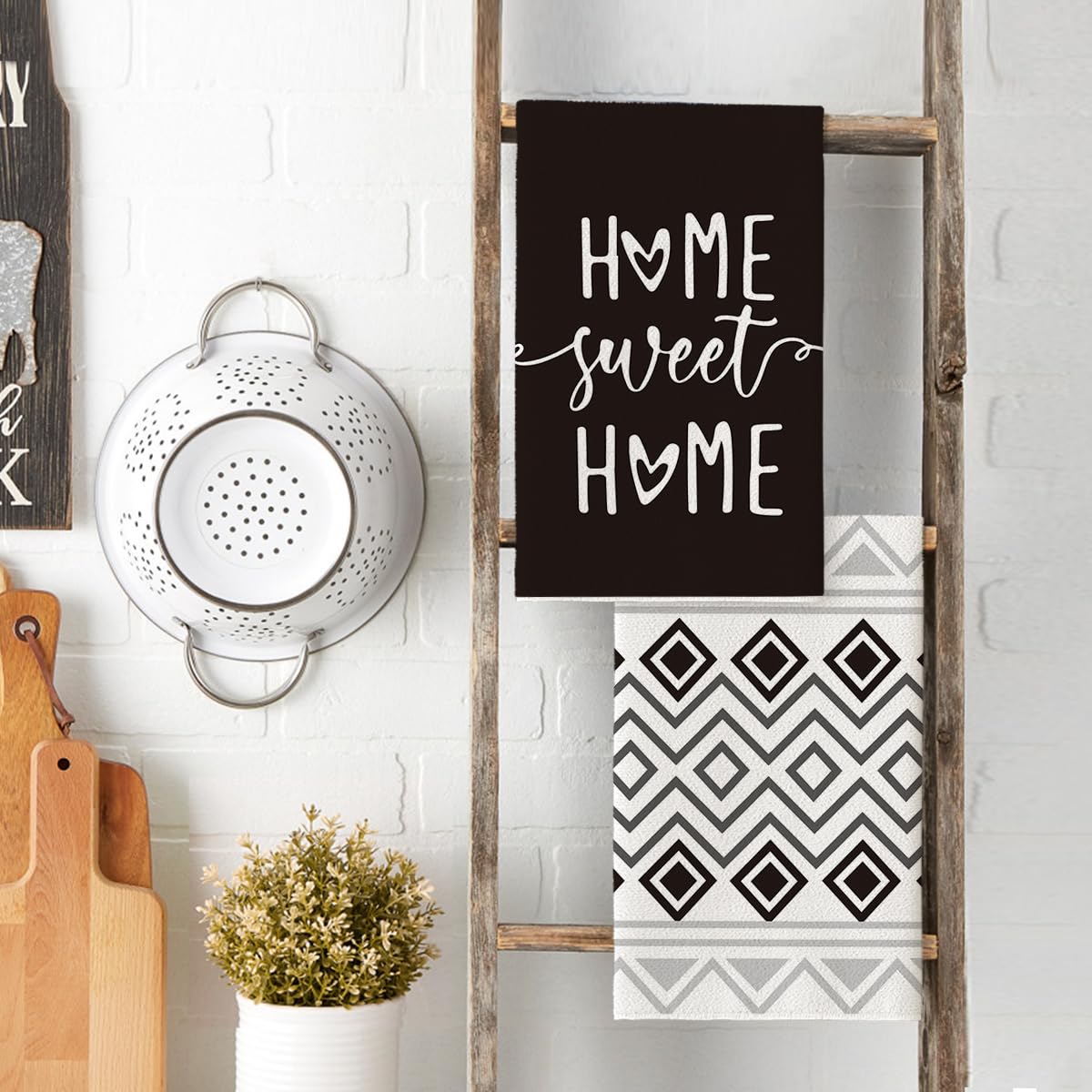 Artoid Mode Black Stripes Home Sweet Home Boho Halloween Kitchen Towels Dish Towels, 18X26 Inch Seasonal Decoration Hand Towels