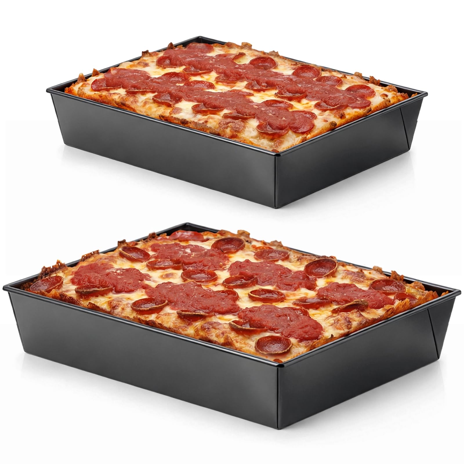 Mifoci 2 Pack Non-stick Square Baking Pan, Max 180c (356f) Heat Resistant, 10 x 14 Inch & 8 x 10 Inch Deep Pans for Home Baking 