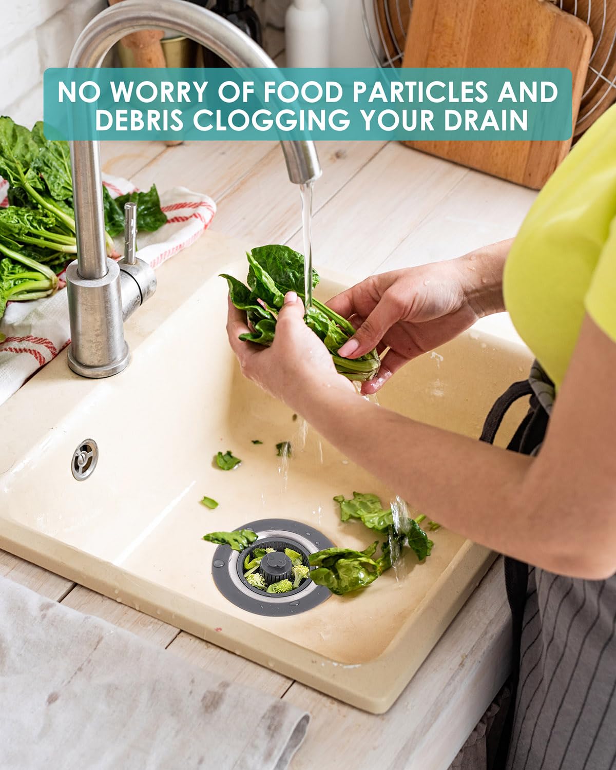 Drifop 3 In 1 Kitchen Sink Stopper And Strainer Combo, Pop Up Stainless Steel Kitchen Drain Strainer, Anti-Clogging Sink Straine