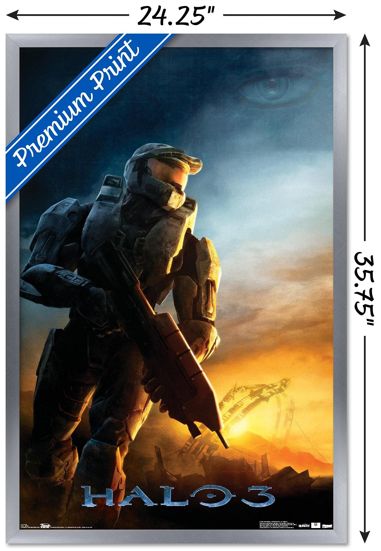 Trends International Halo 3 Awakening Wall Poster - 22.375" x 34", Silver Framed Version, Model FR9186SIL22X34