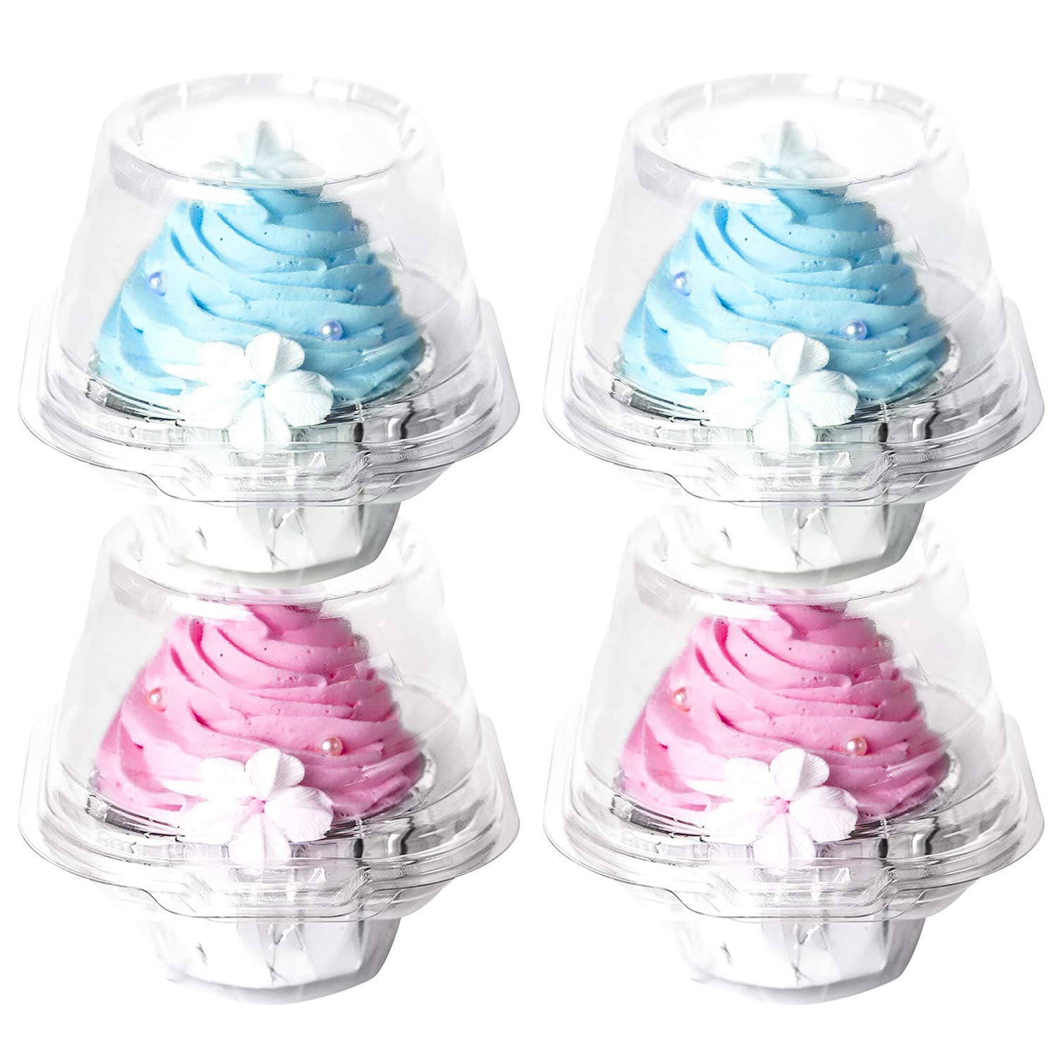 Hedume 120 Pack Individual Cupcake Container, Bpa-Free Clear Plastic Single Deep Dome Stackable Individual Cupcake Box For Weddi