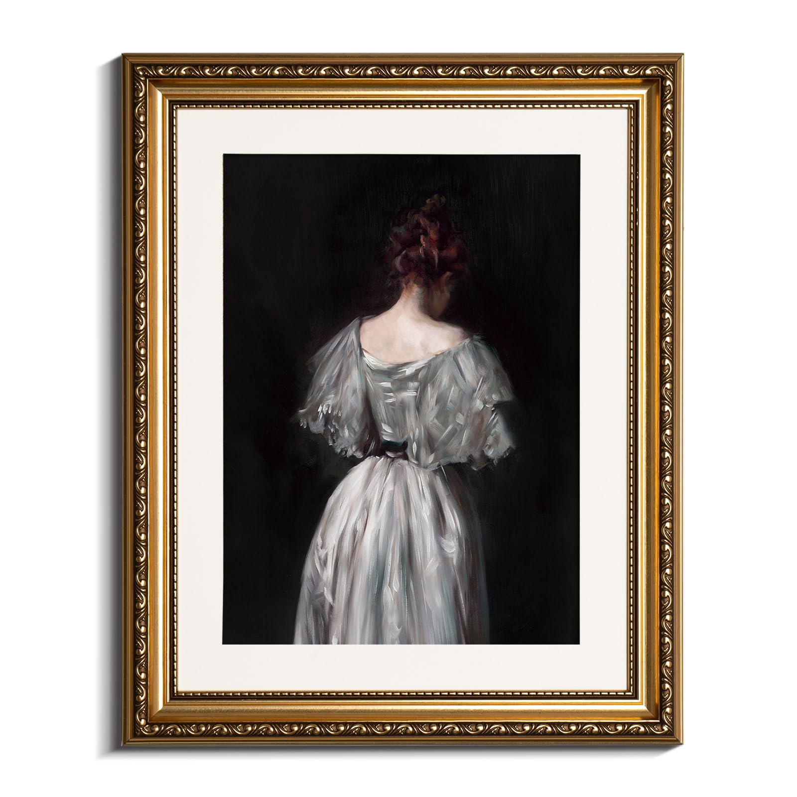 Insimsea Gold Picture Framed Wall Art, Living Room Bedroom Bathroom Seventeenth Century Lady Pictures Wall Decor, Canvas Print A