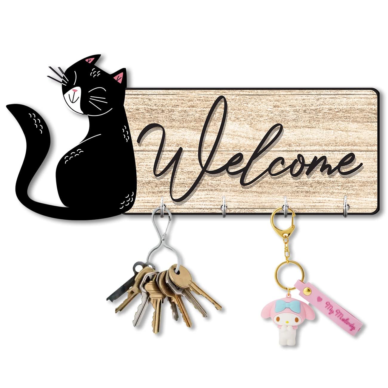 Phical Art Beautiful Wooden Kitty Key Holder for Home and Wall Decor |