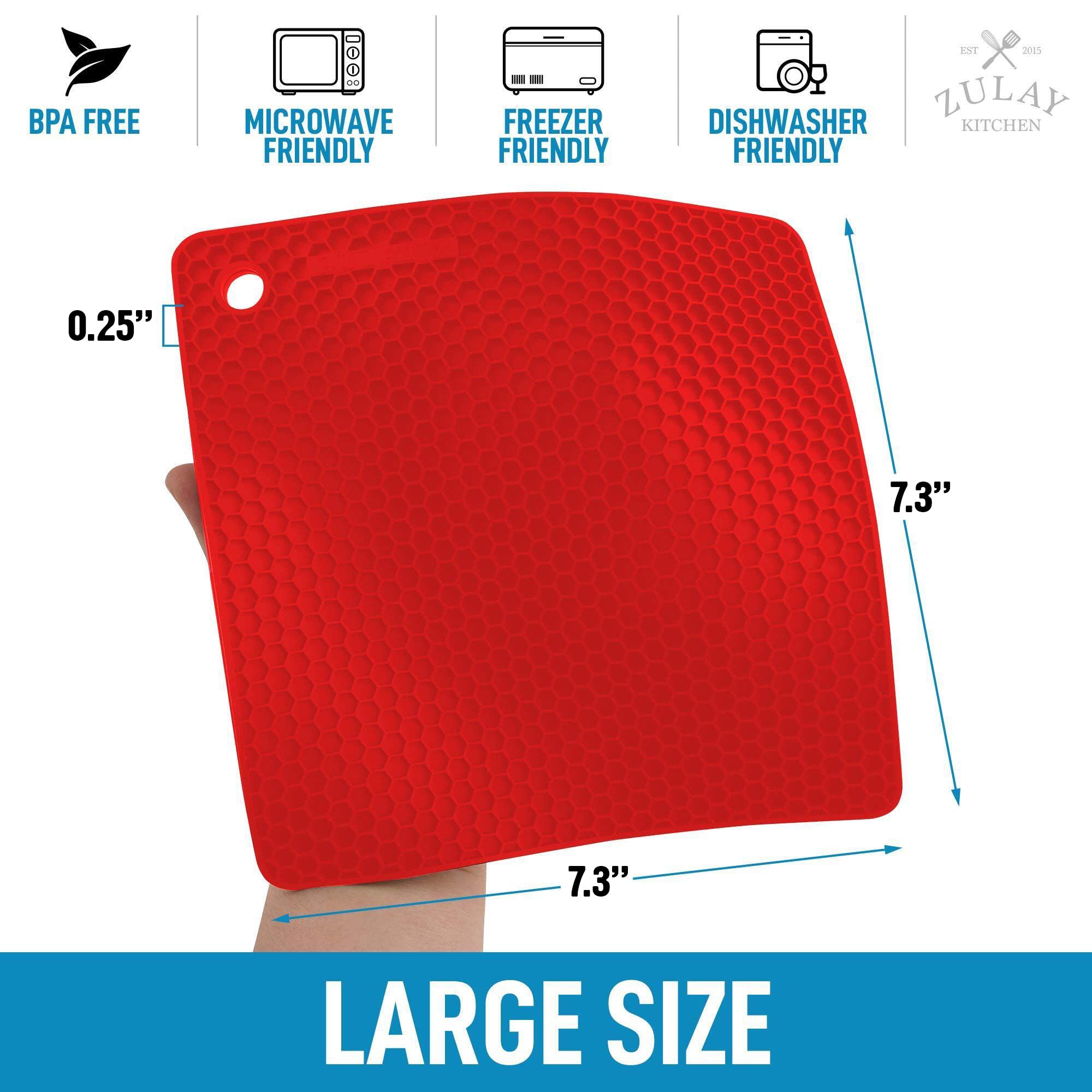 Zulay 4 Pack Silicone Trivet Mat Set - 7   X7    Silicone Pot Holders For Kitchen & Table - Non Slip Silicone Hot Pad & Coasters