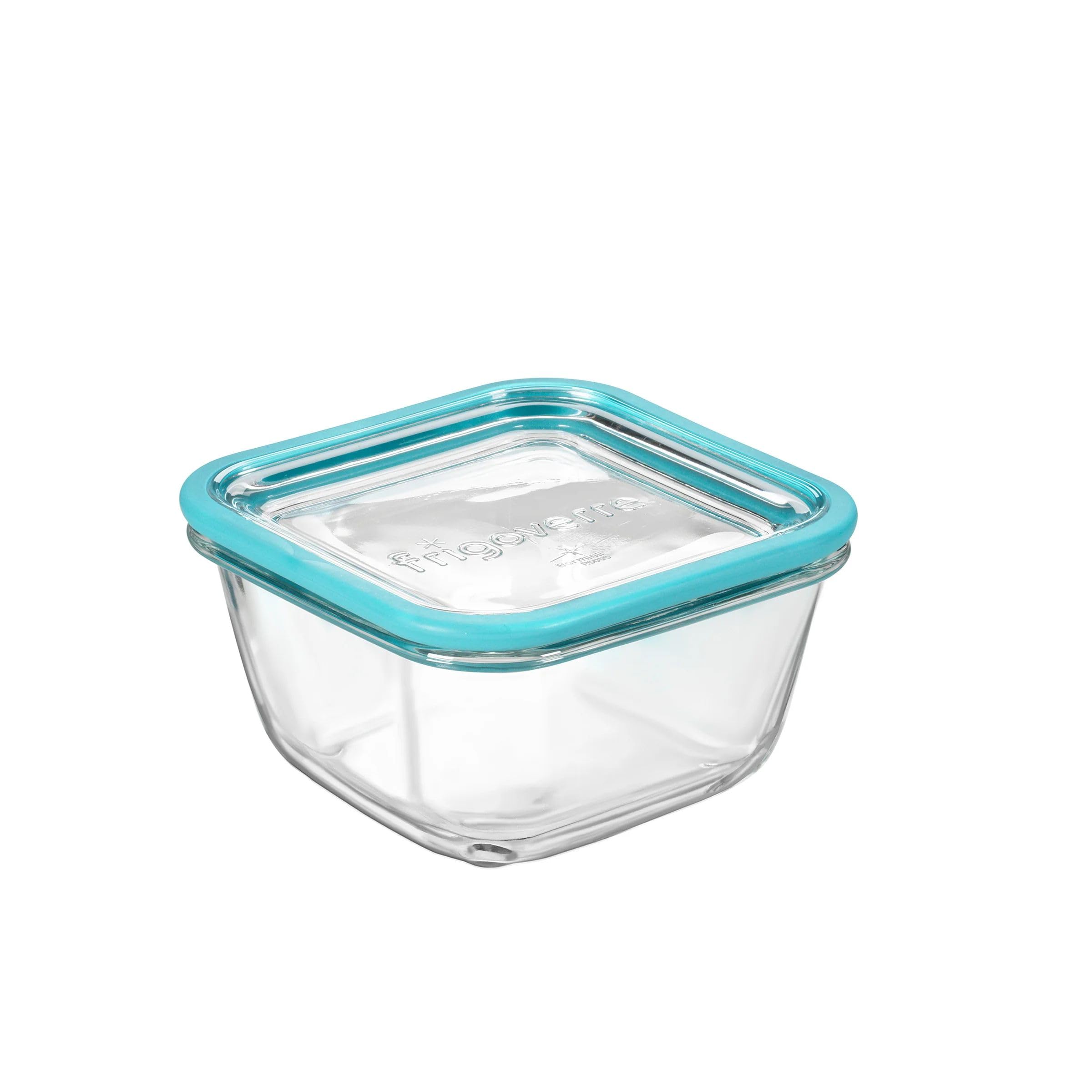 Bormioli Rocco Frigoverre Future 26.25 oz. Square Stackable Glass Food Storage Container Made of Tempered Glass with Silicone Ru