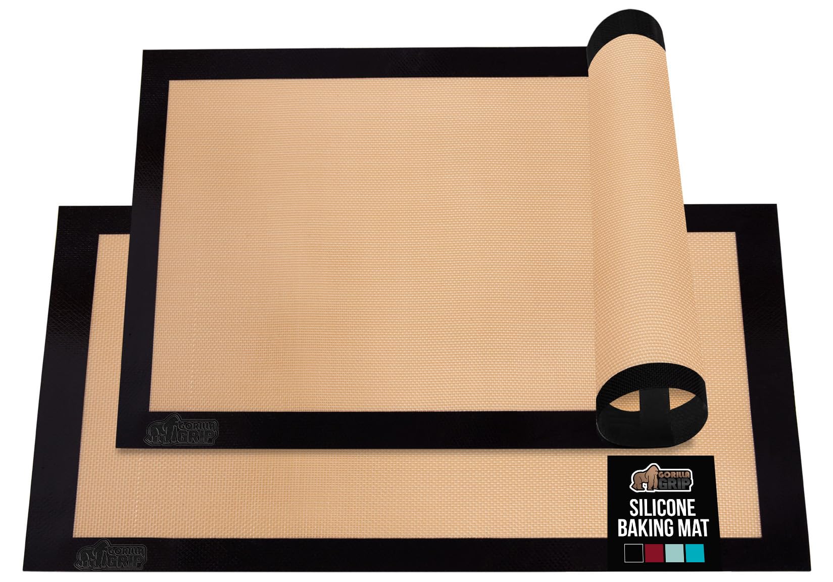 GORILLA GRIP Food Grade Reusable Nonstick Silicone Baking Mat, 16.5x11.87, Half Sheet, Oven Safe Cookie Sheet Liners, Up to 500 