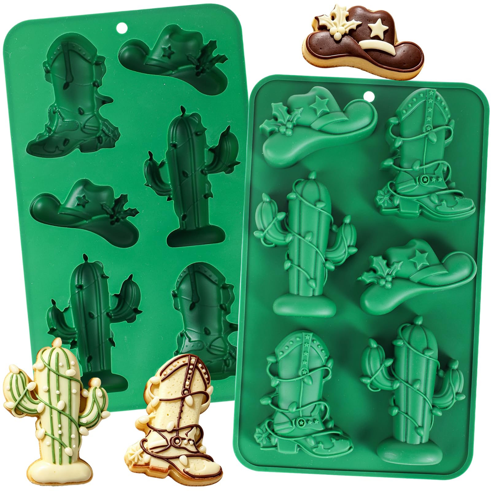 Kamehame Cowboy Silicone Molds, 2 Pack Western Themed Cowboy Muffin Pan