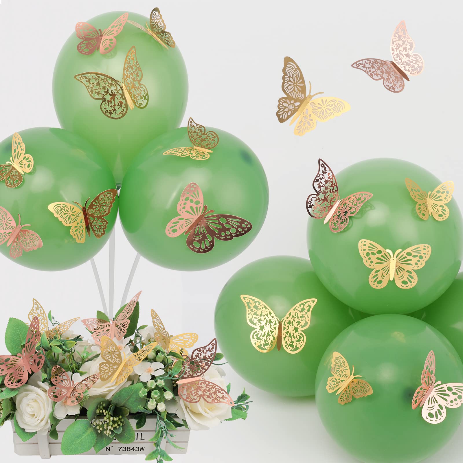Nelotaor 72 Pcs Butterfly Wall Decor, 3 Styles 3 Sizes 3D Butterfly, Gold And Rose Gold Butterfly, Wedding Decorations, Birthday