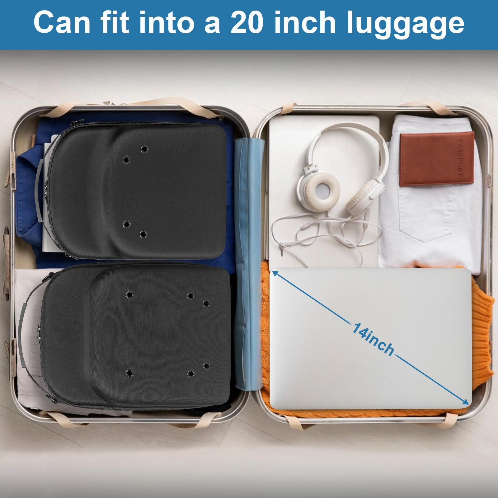 Epesoware 2Pcs Hat Travel Case For Baseball Caps - Premium Hat Carrier Case With Carrying Handle, Shoulder Strap And Luggage Str
