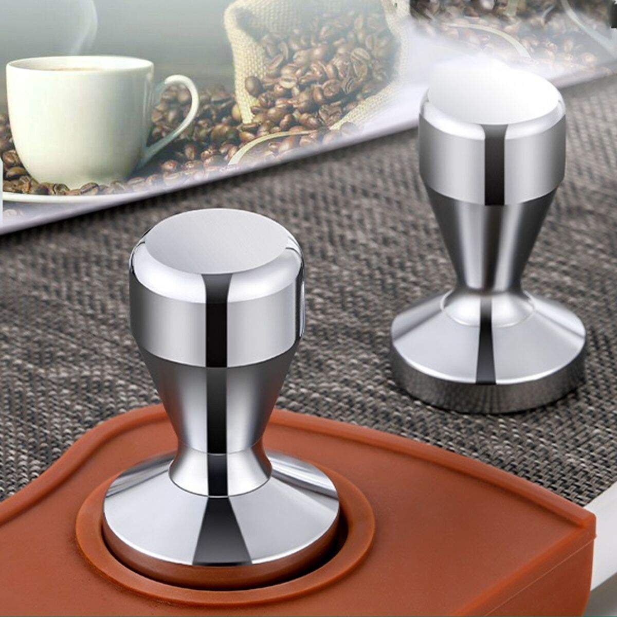 Coffee Tamper Espresso Coffee Press Hand Tamper 58Mm With Silicone Tamper Mat