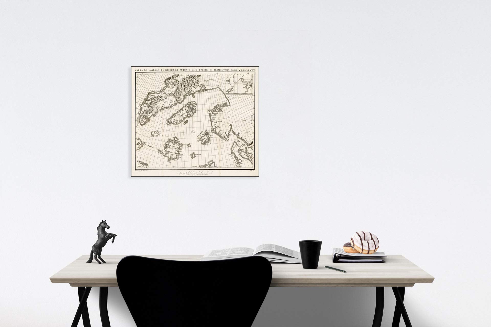 Historic Map - Carta Da Navegar De Nicolo Et Antonio Zeni Furono In Tramontana Lano, 1558, Nicolo Zeno - Vintage Wall Art 56In X