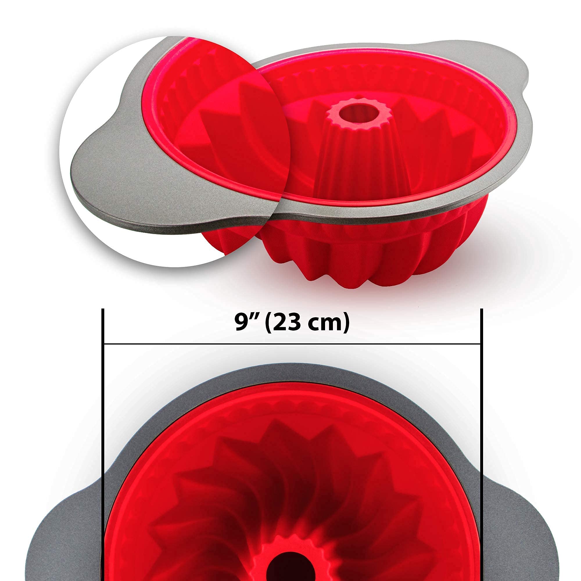 Boxiki Kitchen Premium Non-Stick Silicone Pound Cake Pan - Heavy-Duty Steel Frame, Bpa & Pfoa Free - Durable Fluted Cake Pan, Mo