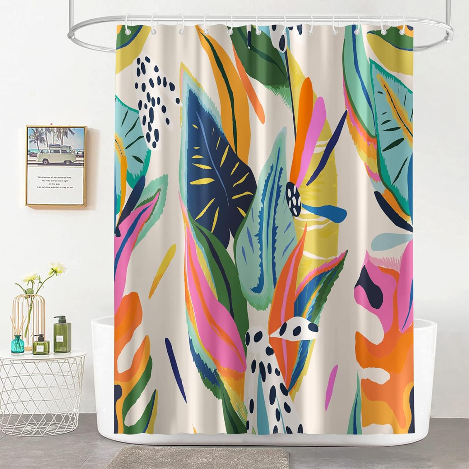 Alalal Abstract Art Shower Curtains For Bathroom, Polyester Fabric Shower Curtain Sets With 12 Hooks, Waterproof Modern Bathroom