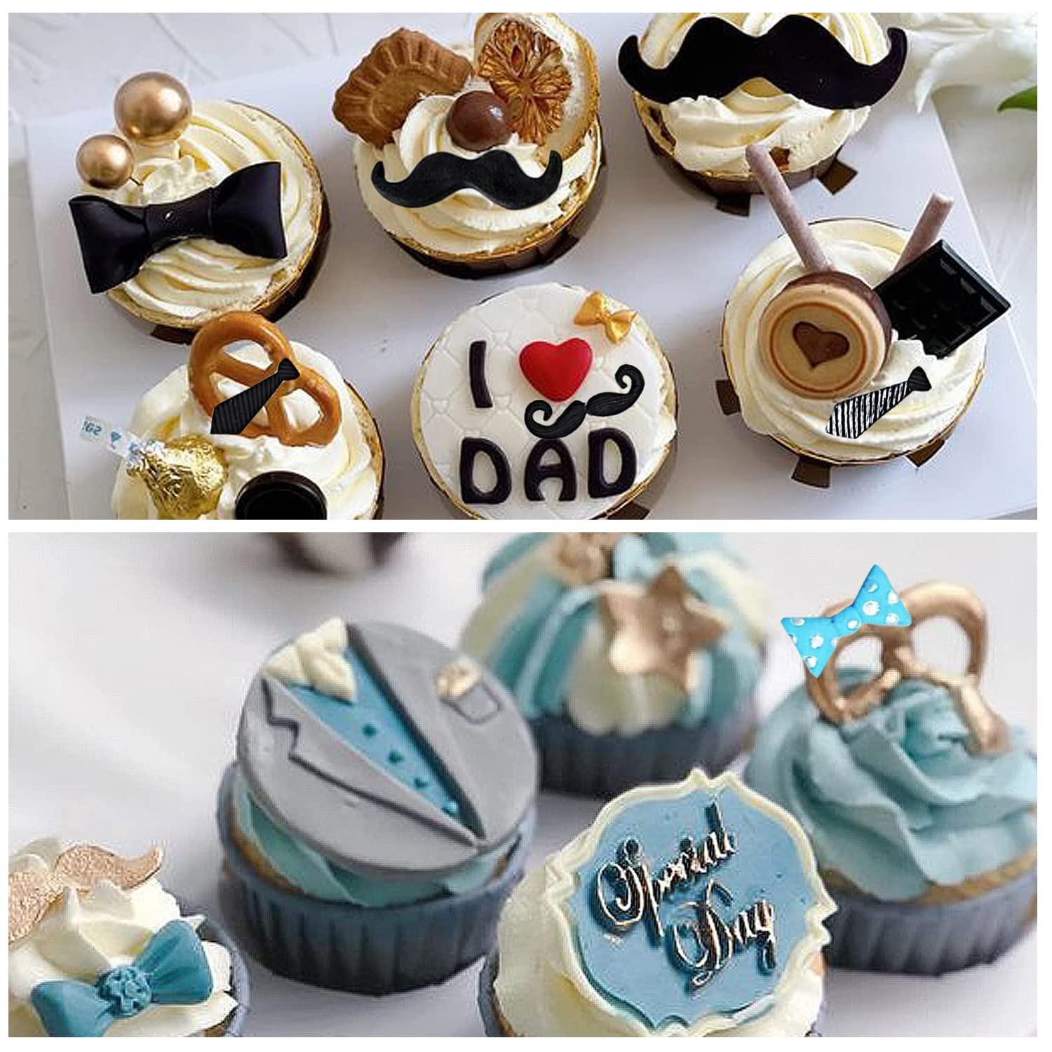 Father'S Day Moldsi Love Dad Silicone Mold Beard Moustache Molds Bow Tie Hat Molds For Cake Decorating Cupcake Topper Candy Choc