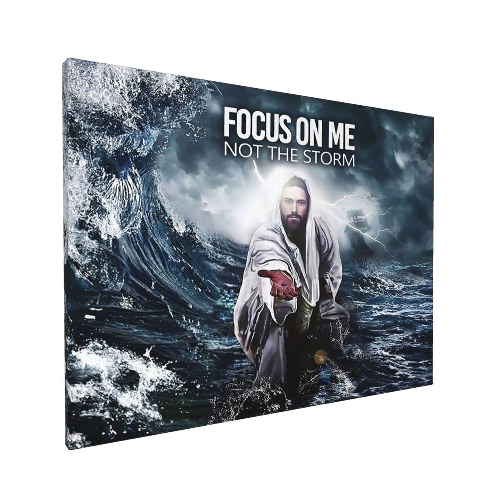 Tourrest Christian Jesus Cross Canvas Wall Art Religious Faith Poster Large Wooden Wall D  Cor Christ Bible Framed Artwork For C