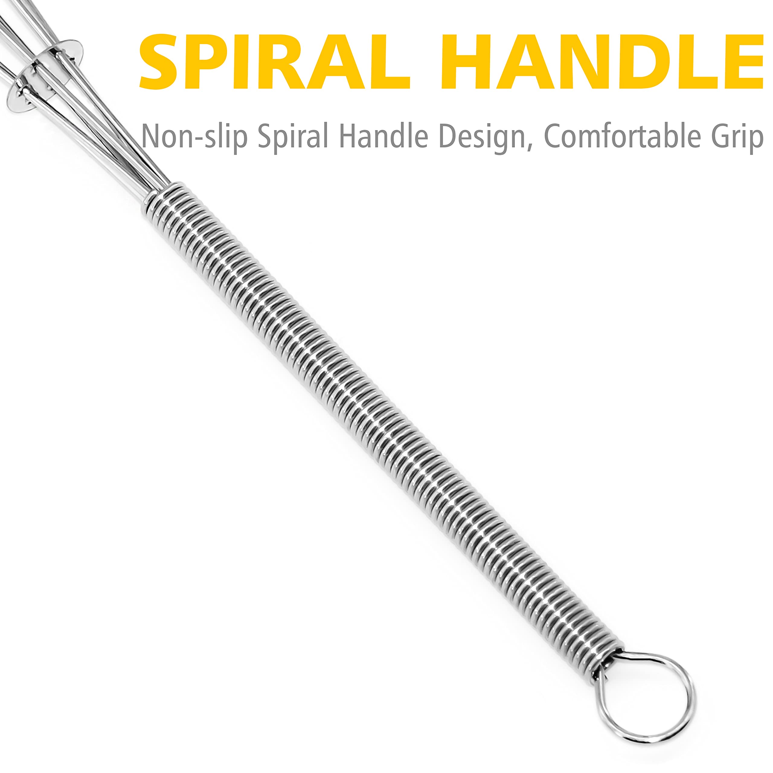 Anaeat Mini Wire Whisks Set of 2 - Stainless Steel, 5" & 7" Portable Kitchen Whisks for Cooking, Blending, Beating, Stirring
