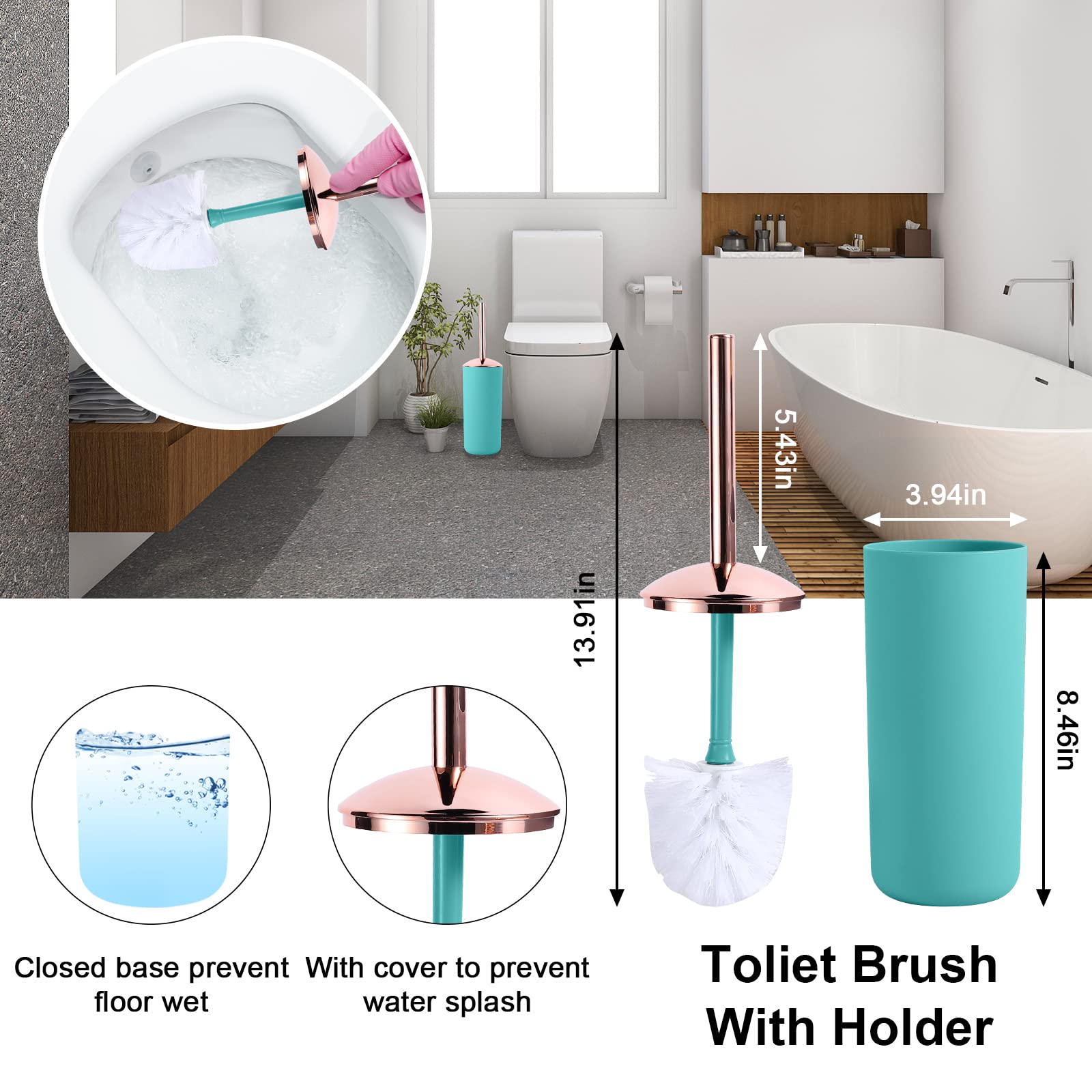 BSSN Teal Bathroom Accessories Set - 9 Piece Collection, Polypropylene & ABS, Includes Trash Can, Soap Dispenser, and More