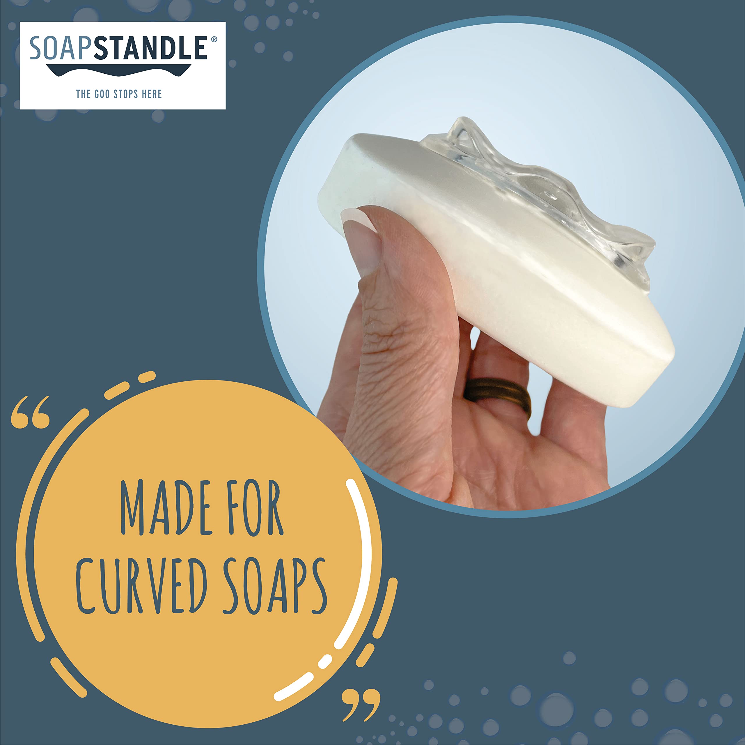 SoapStandle Curved Bar Soap Grip  No Goo or Mess Soap Holder for Bath and Showers  6 Pack  Clear