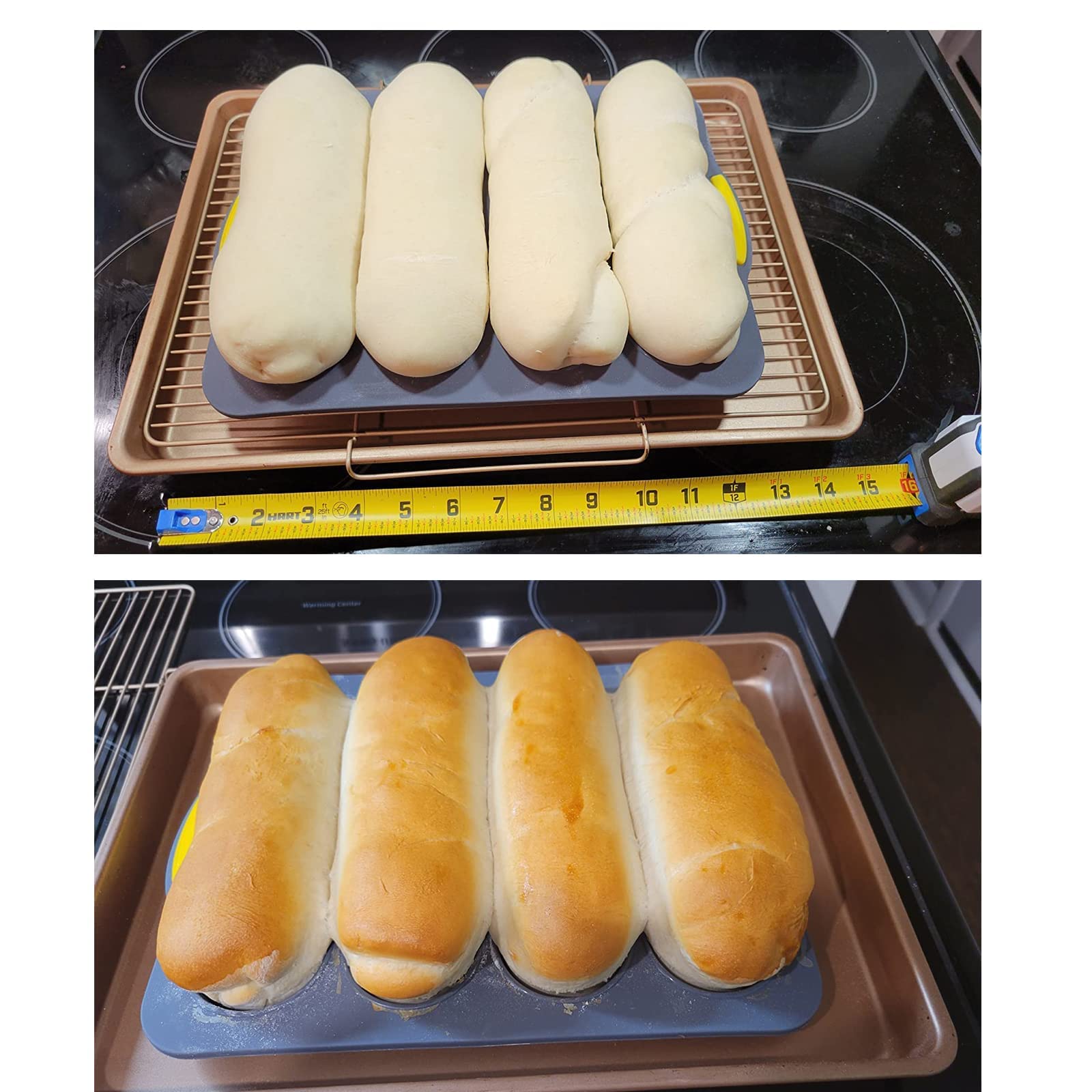 Mujuze Bread Pans For Baking, Silicone Bread Pan With 6 Muffin Cups, French Bread Loaf Pan Nonstick & Heat Resistant Silicone Ba