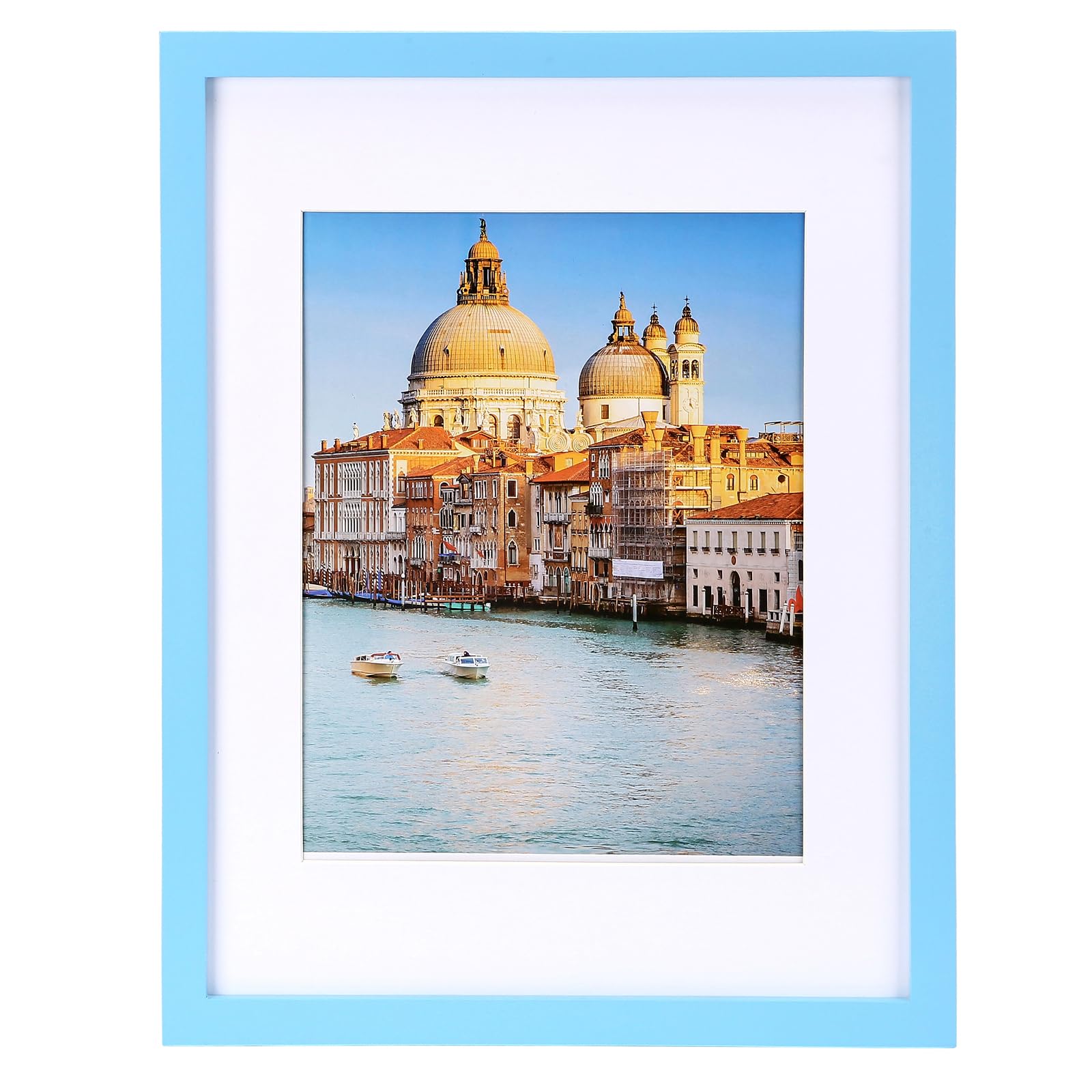 wyooxoo 11x14 Picture Frame Made of Solid Wood Blue Photo Frames Display Pictures 8x10 with Mat or 11x14 Without Mat Colorful Fr