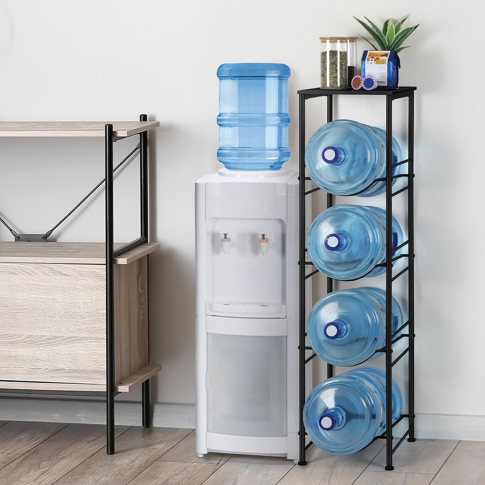 Vrisa Water Jug Holder 5 Gallon Water Jug Stand 4-Tier Water Gallon Holder Organizer With Storage Shelf Water Jug Rack For Home