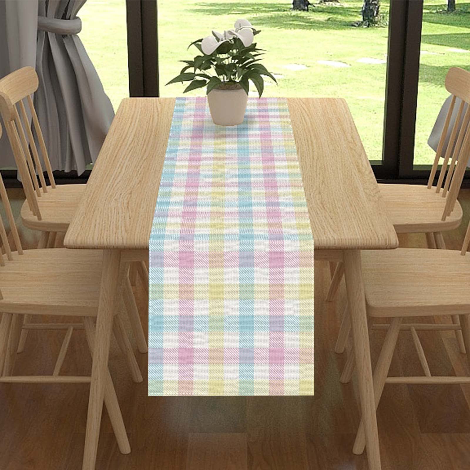 Linen Buffalo Check Plaid Spring Table Runner 72 Inches Long Farmhouse Spring Summer Easter Table Decoration For Home Kitchen Di
